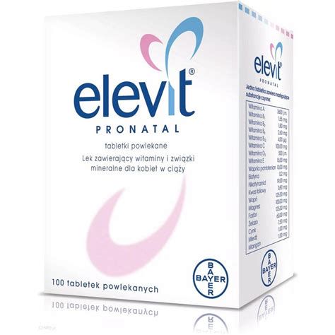 infografika sestave Elevit Pronatal (vitamini in minerali)
