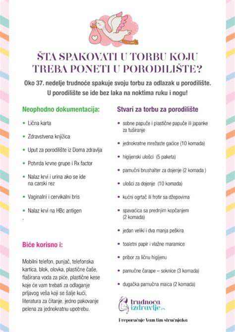 torba za porodilište - spisak stvari