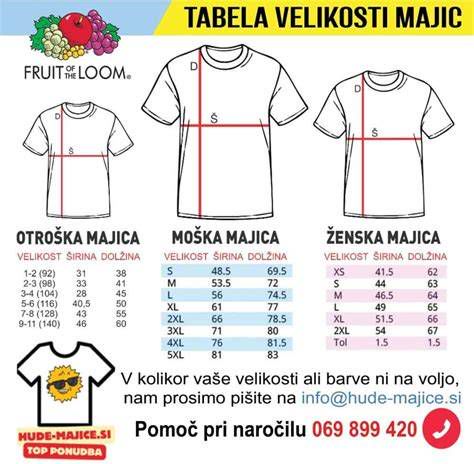 merjenje majice za pravilno izbiro velikosti