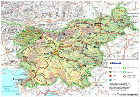 mapa Slovenije z označenimi porodnišnicami