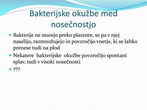 Shema: Koraki pri zdravljenju bakterijske okužbe v nosečnosti