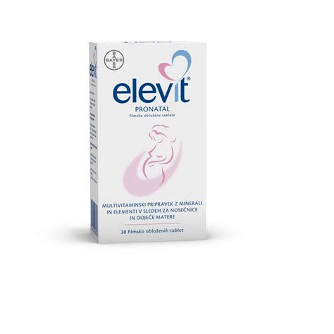 pakiranje Elevit Pronatal tablete in steklenica vode